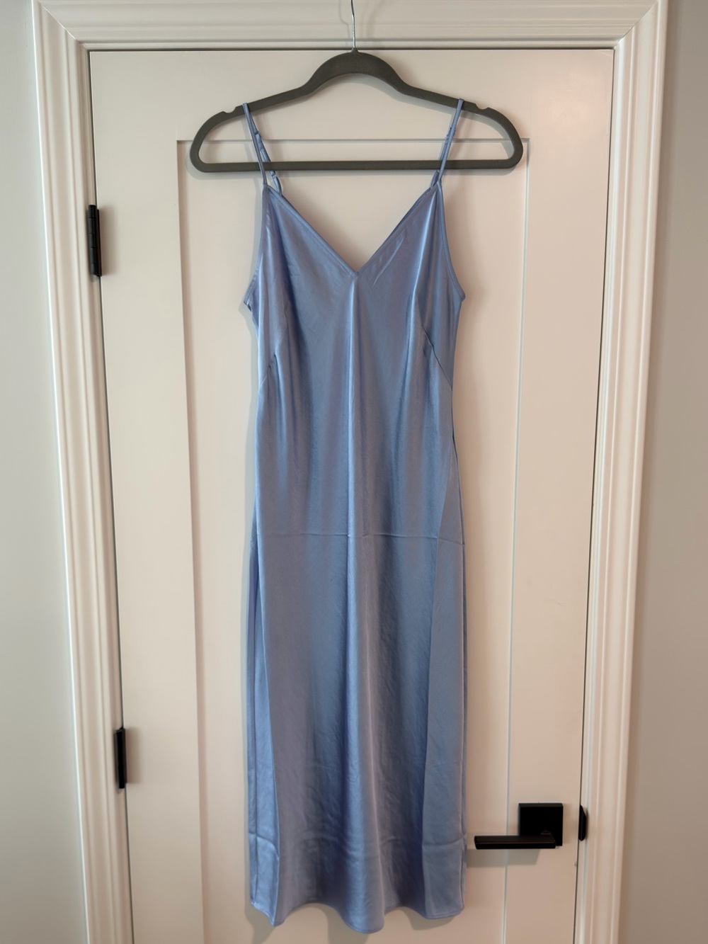Express Light Blue Satin Slip Dress